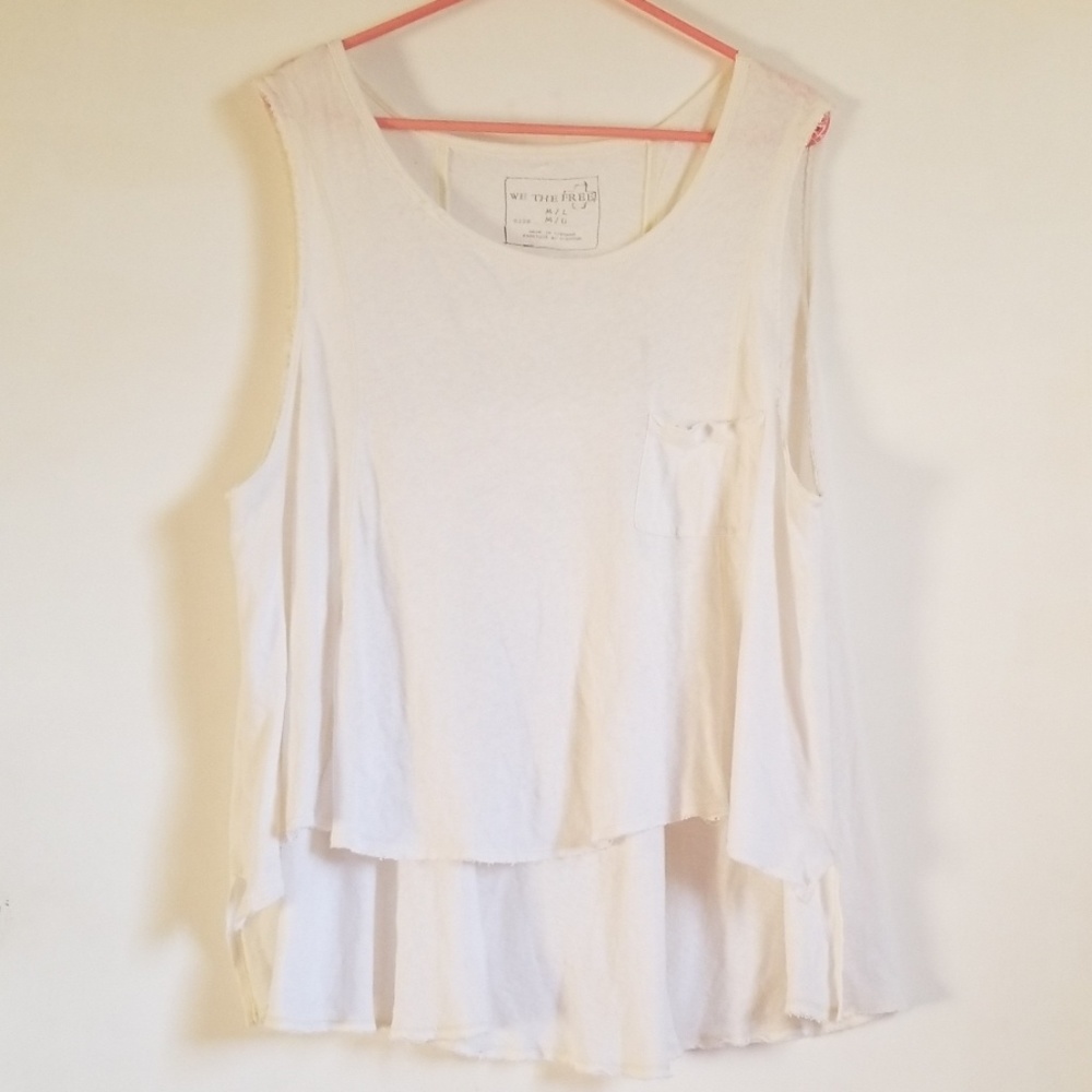 Free People Hi Low Hem Raw Edge Tank Top